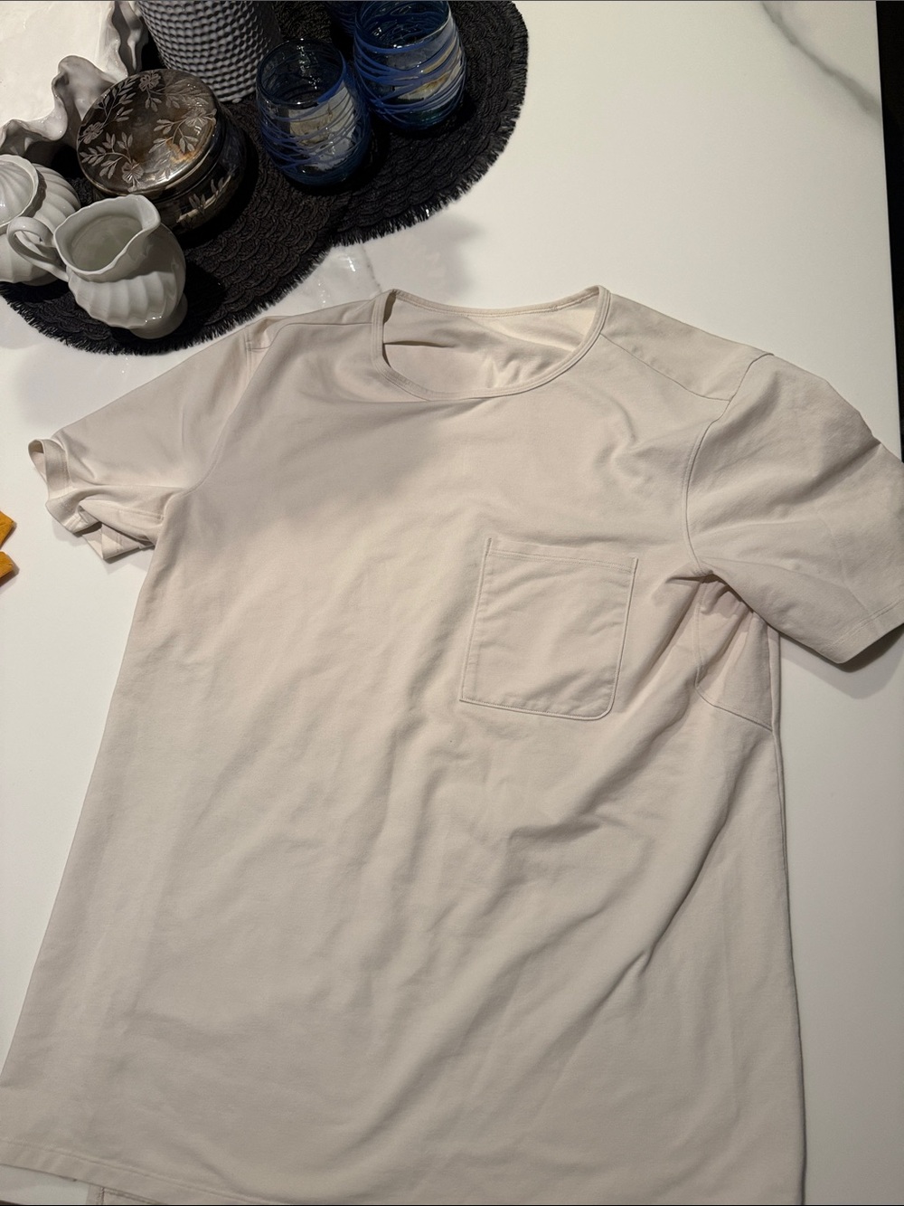Mens Lululemon Pocket Tee Off White/Cream Sz Medium